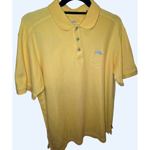 Tommy Bahama Yellow Polo Shirt M 100% Cotton Embroidered Logo - Picture 2 of 7